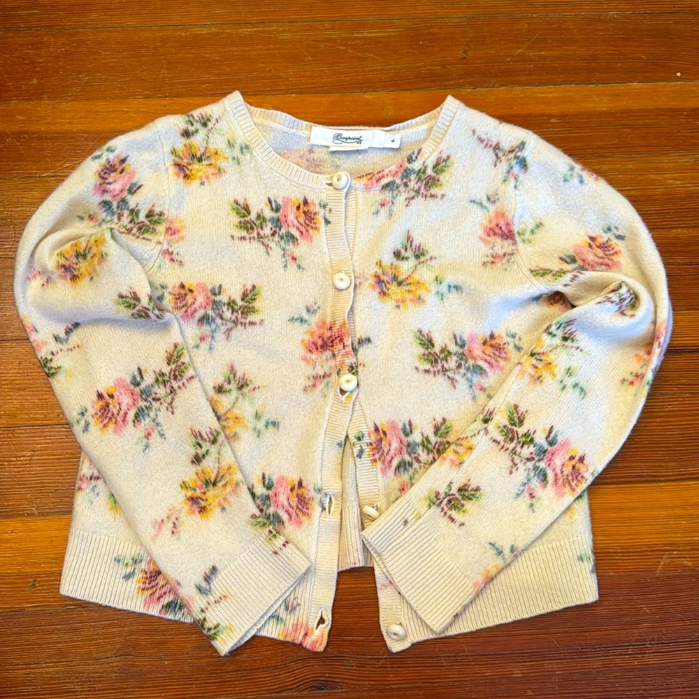 Bonpoint cashmere floral cardigan - size 6